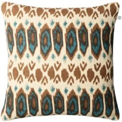 Ikat Bombay Kissenbezug 50x50 Cm, Taupe / Himmelblau / Aqua