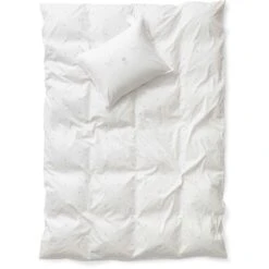 Bettbezug-Set Baumwolle 90x200 Cm, Weiß / Grau