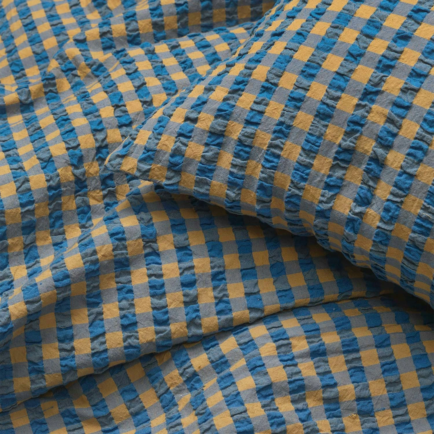 Juna Bæk & Bølge Bettbezug-Set 200x220 + 60x63 Cm, Blau/Ochre – Bild 2