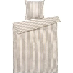 Juna Bæk & Bølge Lines Bettwäsche 140x200 Cm, Sand / Weiß