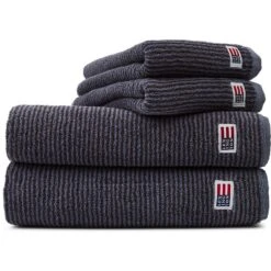 Lexington Original Handtuch Stahlblau / Dunkelgrau Melange, 100x150 Cm