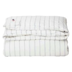 Lexington Striped Lyocell/Cotton Bettdeckenbezug Weiß/Blau, 220x220 Cm