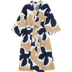 Marimekko Kevätkiuru Bademantel Beige/Dunkelblau / Weiß, S/M