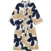 Marimekko Kevätkiuru Bademantel Beige/Dunkelblau / Weiß, L/XL