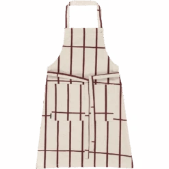 Marimekko Tiiliskivi Schürze, Linen / Dunkelrot