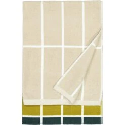 Marimekko Tiiliskivi Badetuch Messing / Dunkelgrün / Sand, 70x150 Cm