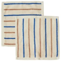 OYOY Raita Handtuch 2-er Set 30x30 Cm, Karamell/Blau