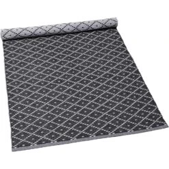 Ella Gerippter Teppich Dunkelgrau / Weiß, 70x160 Cm