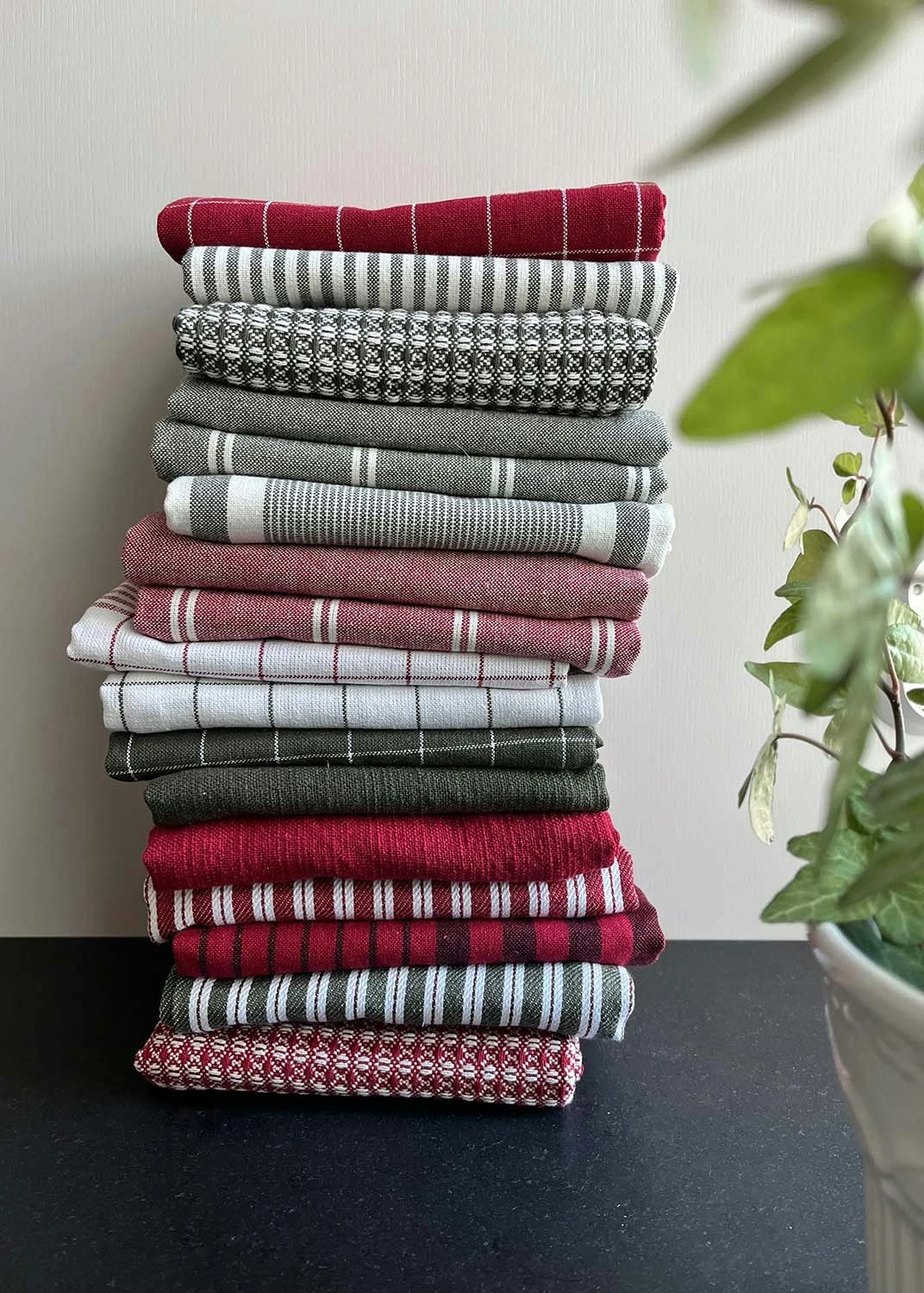 Astrid Geschirrtuch 2-er Set 50x70 Cm, Olivgrün/Weiß – Bild 5