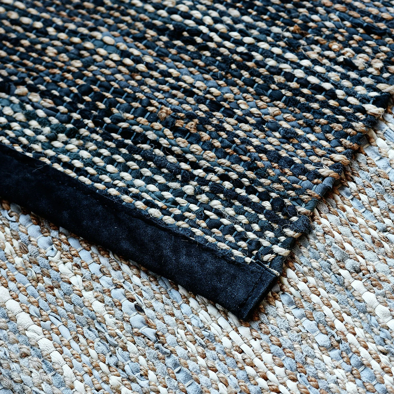 Jute/Leather Teppich 65x135, Dunkelgrau – Bild 2