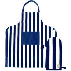 Sagaform Aron Schürze Mit Ofenhandschuh, Blau/Weiß