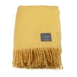 Mohair Decke Gerollte Franse 130x170 Cm, Golden Yellow
