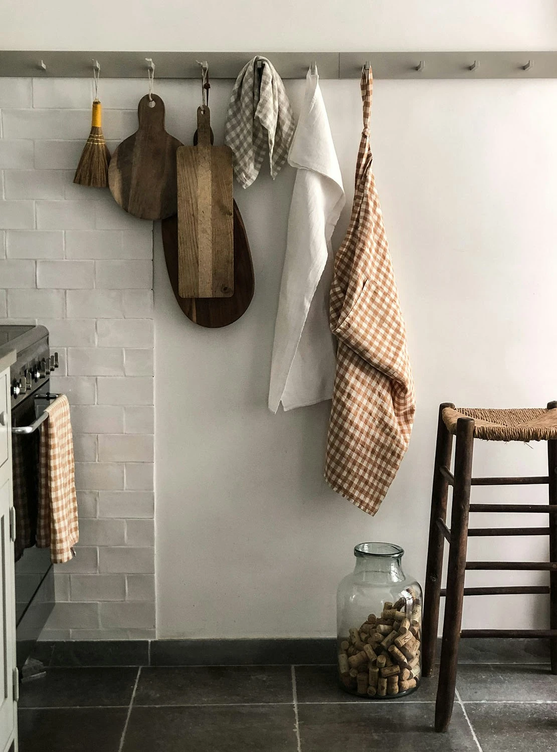 Gingham Taillien Schürze, Biscuit – Bild 2