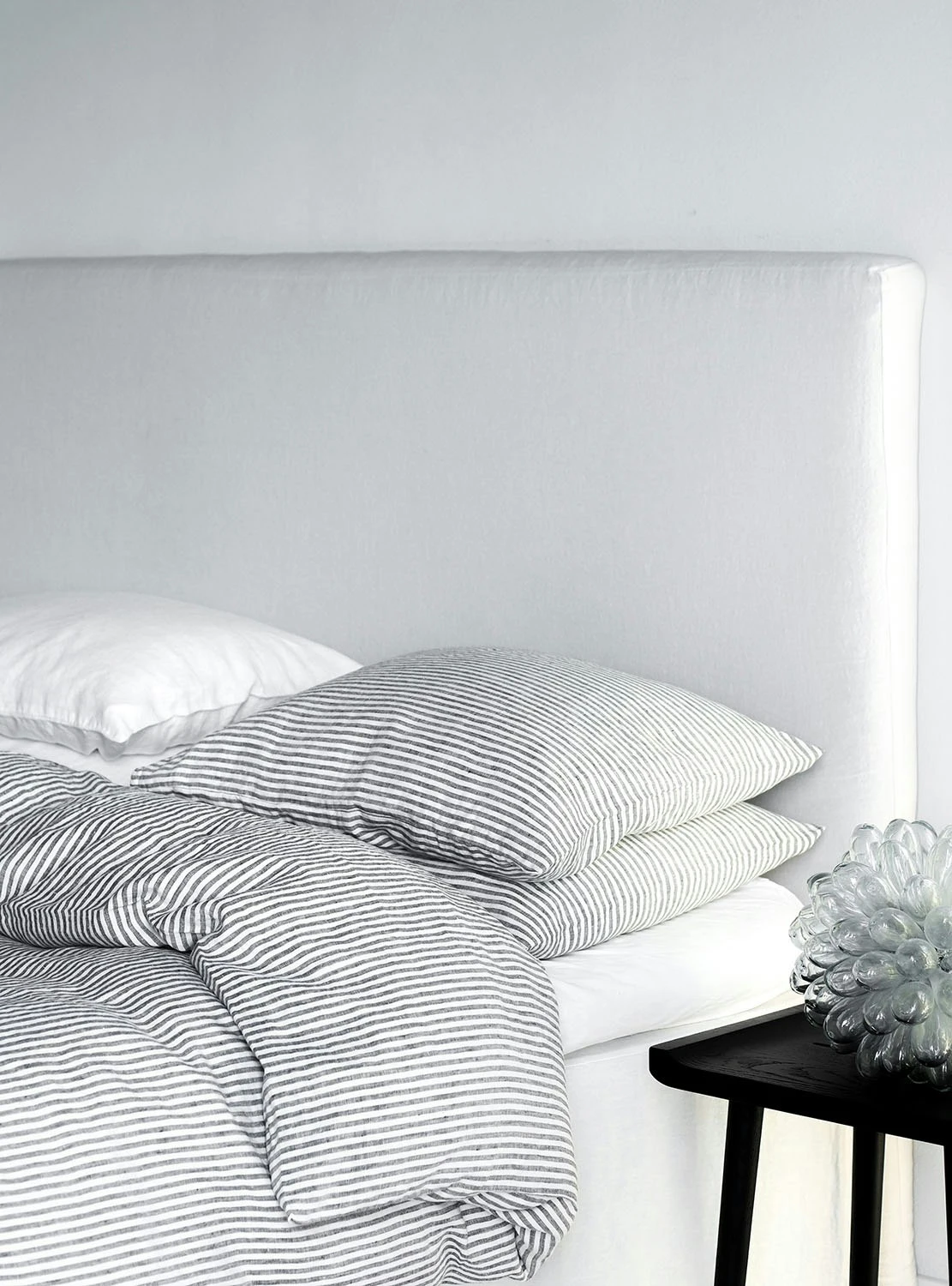 Gestreifter Bettdeckenbezug Leinen Grau/Weiß, 150x200 Cm – Bild 2