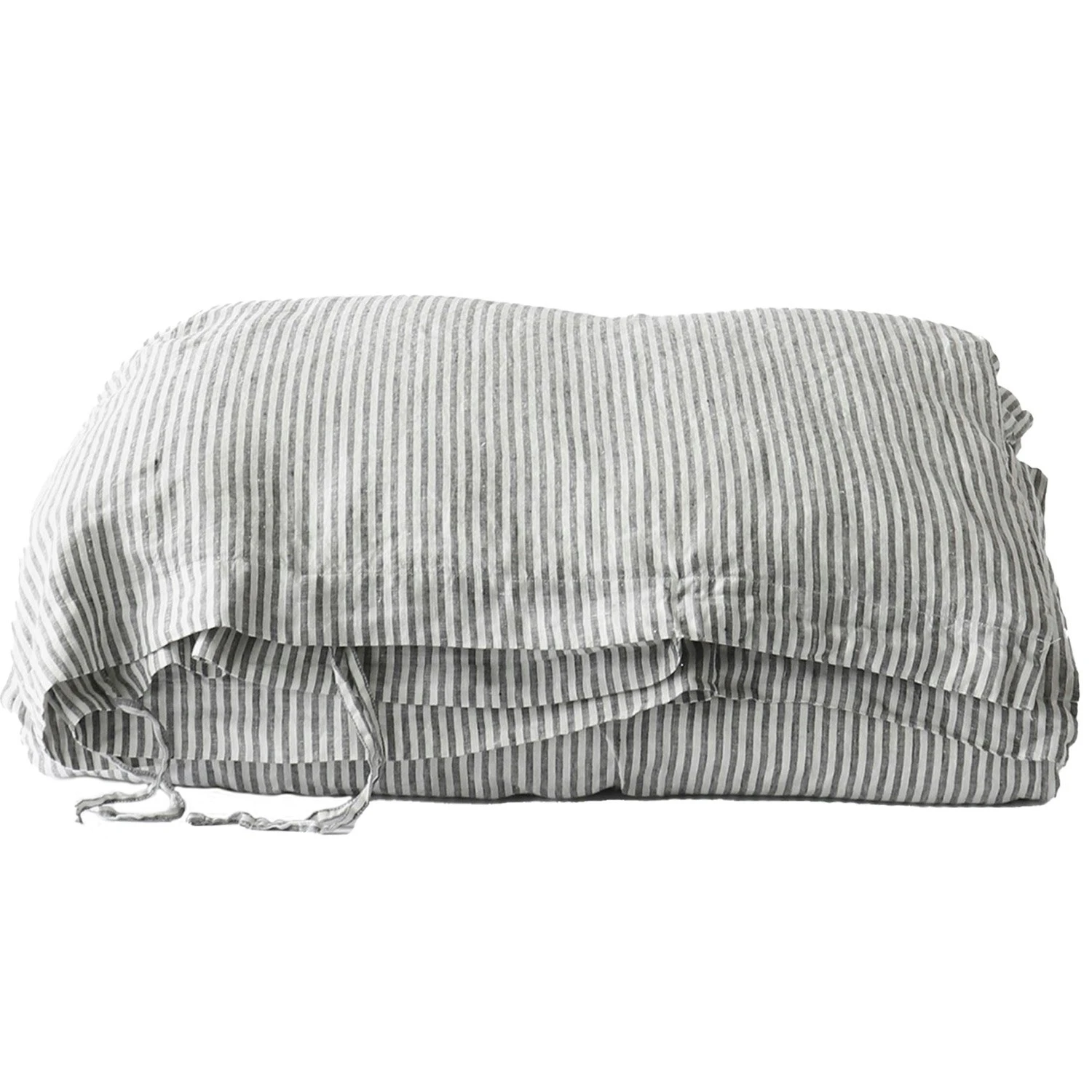 Gestreifter Bettdeckenbezug Leinen Grau/Weiß, 150x200 Cm
